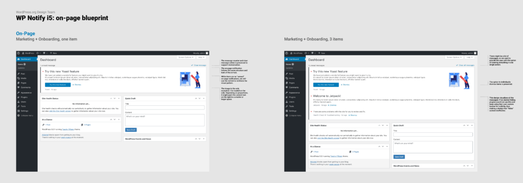 On-page notifications