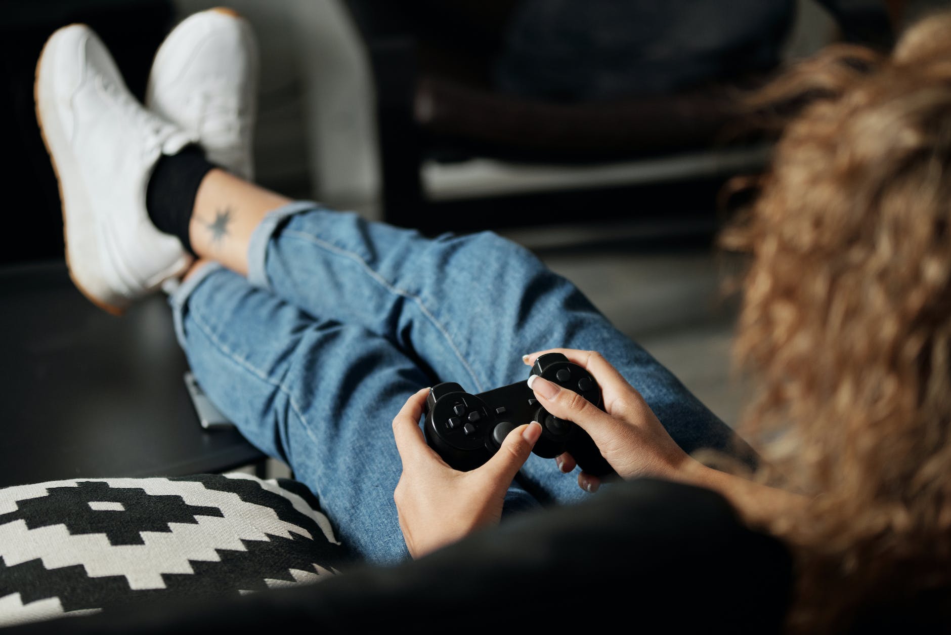 close up photo of person playing video game